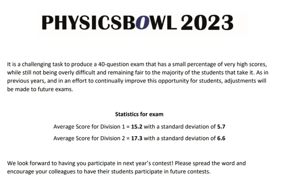 2023物理碗竞赛真题及难度评析